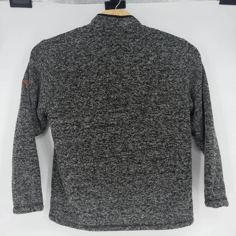 Orvis Mens Marled Quarter Zip Sherpa Lined Pullover Large Black White 1247213